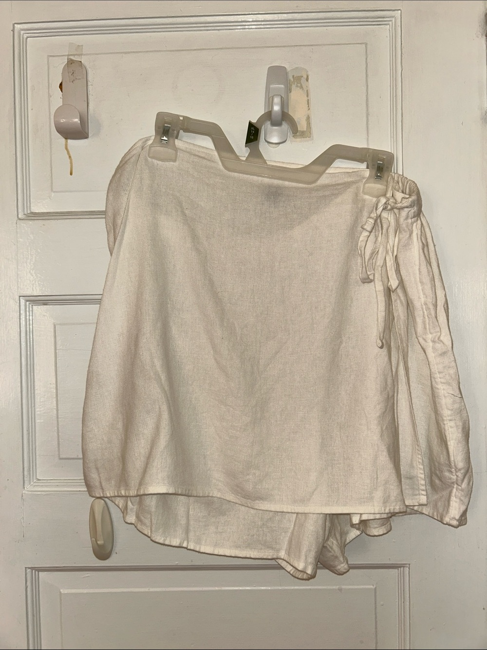 Cream Linen Wrap Skort with Side Tie